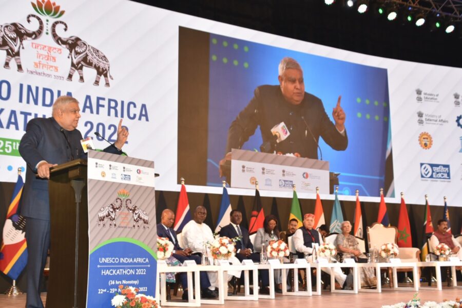 UNESCO-India-Africa Hackathon 2022: सामाजिक, पर्यावरणीय और तकनीकी समस्याओं के समाधान एक साथ मिलकर खोजेंगे: धनखड़
