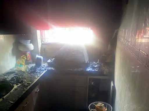 आईजीएल गैस लीकेज से किचन में लगी आग