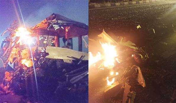 UP News: इटावा में स्लीपर बस में लगी आग, 1 मरा, 11 घायल