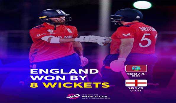 T20 World Cup: इंग्लैंड ने वेस्टइंडीज को आठ विकेट से हराया