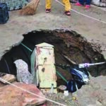 Road caves in in Agra